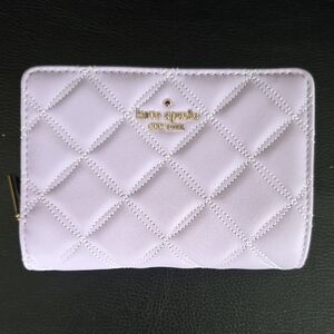 kate spade Quilted Lavender Zip Around Wallet with Gold Logo